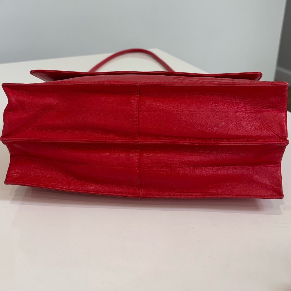 Loewe Red Leather Shoulder Bag Structured Vintage Gold Hardware Statement - Picture 10 of 13